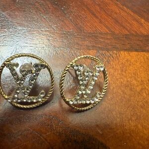 Brand new upcycled Louis Vuitton Gold with  Crystal Earrings
